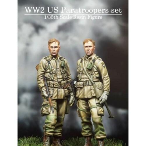 1/35 scale WW2 US Airborne 101 Airborne Division 2 people (including 4 head) WWII Resin Model Kit figure Free Shipping