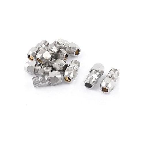 1/8" PT Male Thread Adapter Hose Quick Joint Coupler Silver Tone 10 Pcs