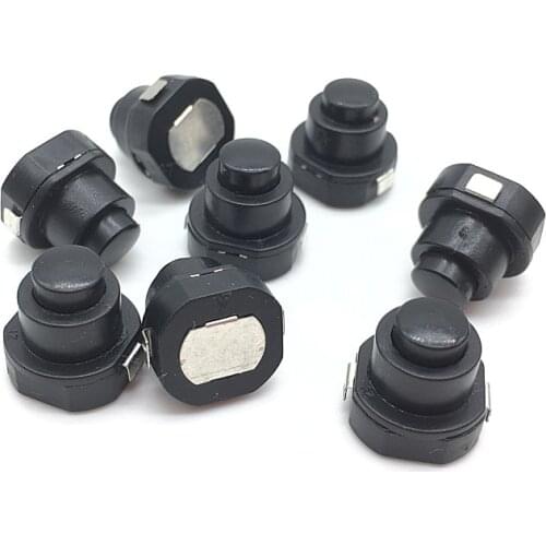 20pcs Flashlight Torch Part Round Push Button Switch Black 1A KAN-10A Flashlight Locking Button Switch
