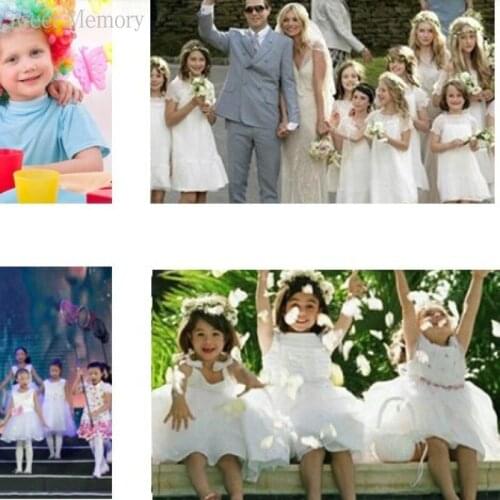 2021 Child Flower Girl Dresses Baby Kids Champagne Blue Pink Purple Robes Princess Mesh Wedding Party Vestidos Sweet Memory