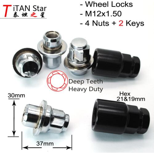 4Nuts+2Keys M12x1.5 1.5 MAG SEAT OEM FACTORY WHEEL RIMS WHEEL Locks ANTI SHEFT LUG NUT FOR Toyota Mitsubishi Lexus Corolla Rav4