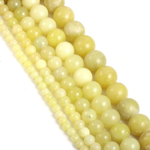 4 6 8 10 12mm Natural Stone Lemon Jaspers Beads Round Loose Spacer Beads for DIY Necklace Bracelet Making Jewelry Accessories