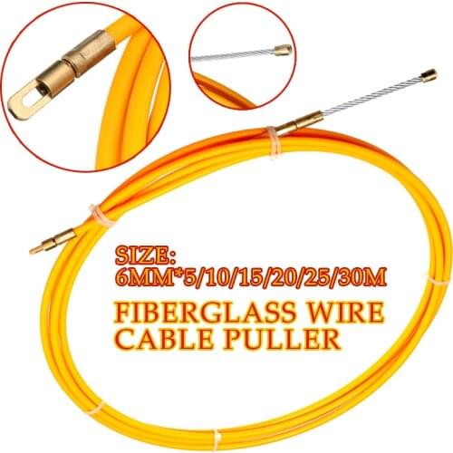 5/10/15/20/25m 6mm Wall Line Guide Device Fiberglass Electric Cable Push Pullers Duct Rodder Fish Tape Wire Wiring Accessories