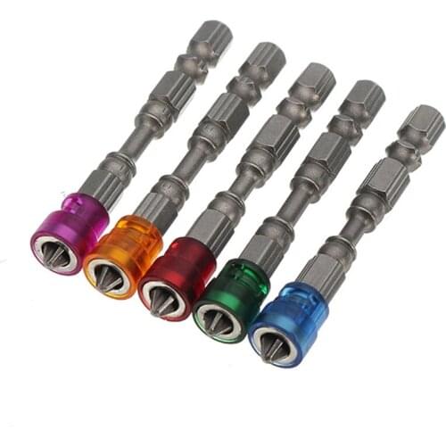 5Pcs S2 1/4 Inch Hex Shank Drywall Electric Screwdriver Set Alloy PH2 Phillips Single Head Magnetic Screwdriver Bits Anti-Slip