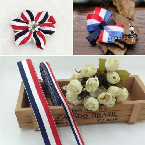 5 yards 25MM blue red ribbon Navy flag ribbon rainbow ribbon DIY hair accessories material