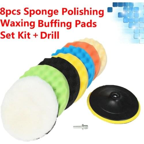 8Pcs 178mm Gross Polishing Buffing Pad Kit For Car Polishing With Drill Adapter 7 inch Polisher Pads Buffing Adhesive Backer Pad