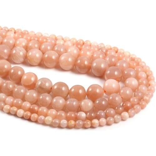 A+ Round Sun Stone Beads 4/6/8/10mm Natural Sunstone Loose Beads for Jewelry Making DIY Charm Necklace Bracelet Accessories 15
