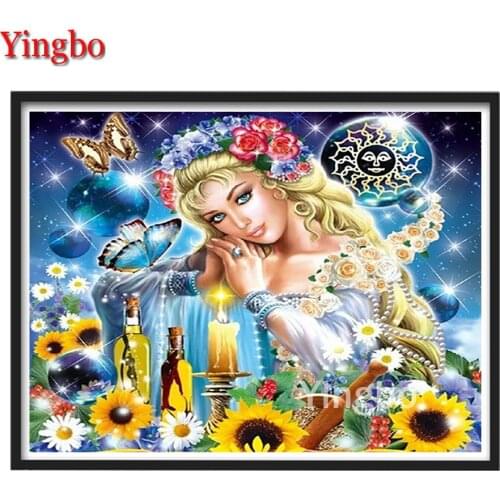 Diamond Embroidery Sunflower flower fairy butterfly Full Square New Arrival Diamond Painting 5D DIY Mosaic Craft Kit Home Decor