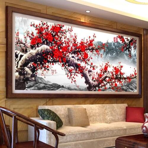 Blessing Plum landscape 5d DIY Diamond Painting Mosaic Full Diamond Embroidery Cross Stitch for Living Room Decor Gift EE1468
