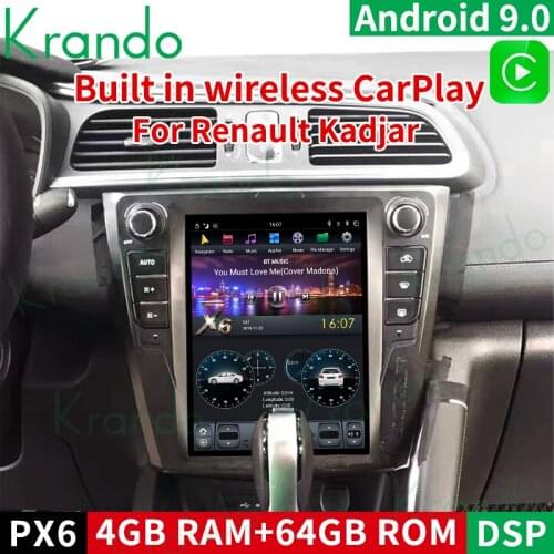 Krando Android 9.0 10.4" verticial screen car entertainment system for Renault Kadjar 2016 2017 2018 gps navigation player