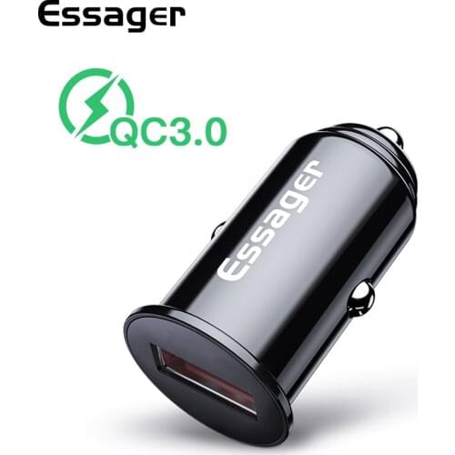 Essager Mini Car Charger Quick Charge 3.0 Fast Charge Adapter in Car QC3.0 Mobile Phone Charger For Samsung Xiaomi redmi note 8