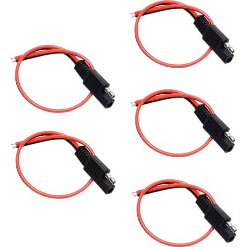 5 PCS SAE Power Automotive Extension Cable 18AWG 30CM 2 Pin with SAE Connector Cable Quick Disconnect Extension Cable