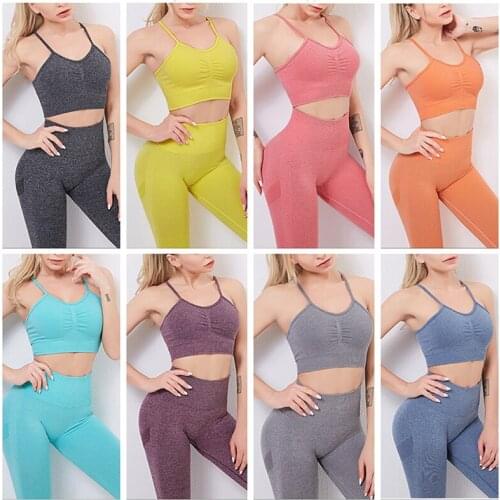 Seamless yoga sets women gym clothing Fitness Sport suit Women tights bra 2piece quick dry sport yoga running clothes