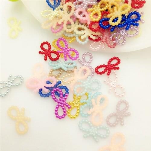 100pcs 18*10mm Multicolor Flat Back Bowknot/ Bow Butterfly Pearl Beads Loose Beads For Phone Decoration DIY Jewelry Making
