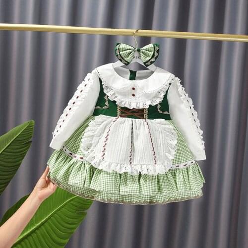 Kids Dress Baby Court Lolita Dress autumn Long Sleeve Bow Girl Party Wedding Dress Ball Princess Baby baptism Baby girl outfit
