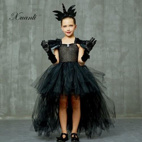 Children Unicorn Dress Halloween Cosplay Witch Costume Girls Tutu Dress with Headband Kids Clothing Party Christmas Dress