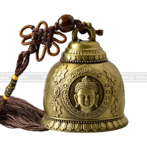 Feng shui Buddhism Copper Bell Religious Wind Bell Buddha Home Hanging Decoration Blessing for Luck Wind Chime Car Decor Crafts