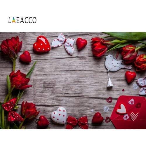 Laeacco Wooden Board Blossom Flower Rose Bauble Doll Valentines Day Baby Photographic Backgrounds Photo Backdrops Photo Studio