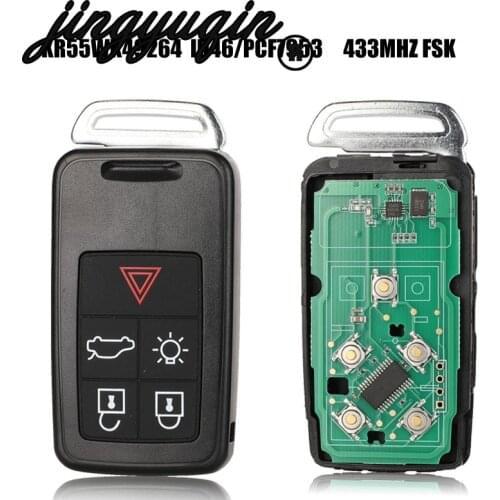 Jingyuqin 5 Button Remote Key Smart Car Key Fob 434Mhz ID46 Chip For Volvo XC60 S60 S60L V40 V60 S80 XC70 KYDZ Uncut Blade