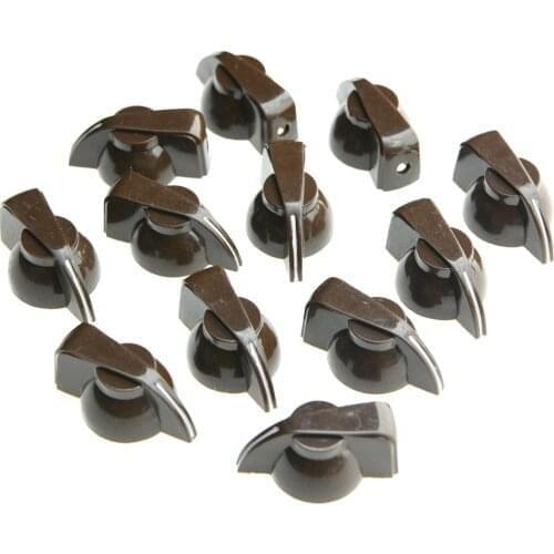 KAISH 12 Pcs Brass Insert Guitar Chicken Head Knob AMP Effect pointer Knob Brown