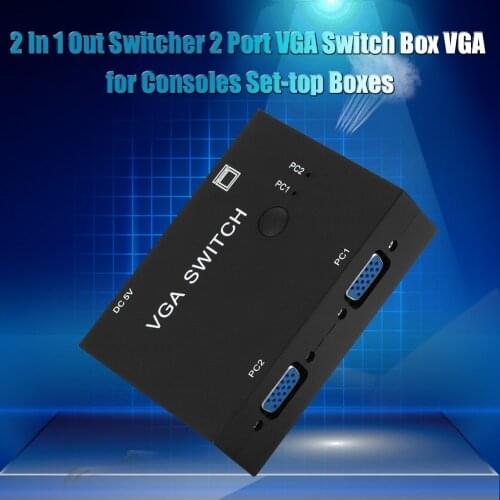 Switch Box 2 PCs Share 1 Monitor Switcher 2 In 1 Out Video Splitter 2 Port VGA for Printer Monitor Keyboard Sharing