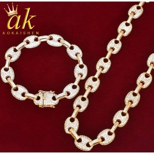 Bracelet Set For Women Charm Gold Color Cuban And Tennis Bracelet Heavy Copper Iced Out Rock Street Hip Hop Jewelry