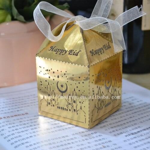 Ramadan gft box,happy Eid favor boxes gold, Eid decorations,laser cut favor box for eid-ul-fitr
