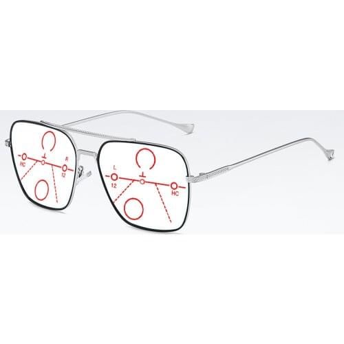 Oversized Double Bridge Rectangle Men Progressive Multifocal Reading Glasses +0.75 +1 +1.25 +1.5 +1.75 +2 +2.25 +2.5 +2.75 To +4