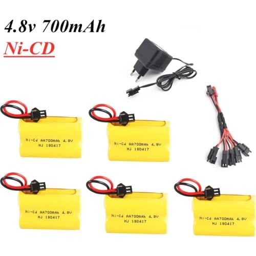 4.8V 700mah Ni-CD Battery with Charger cable For Rc toys Cars Tank Robot Boat Gun 4* AA 700mah 4.8v Rechargeable Battery SM Plug