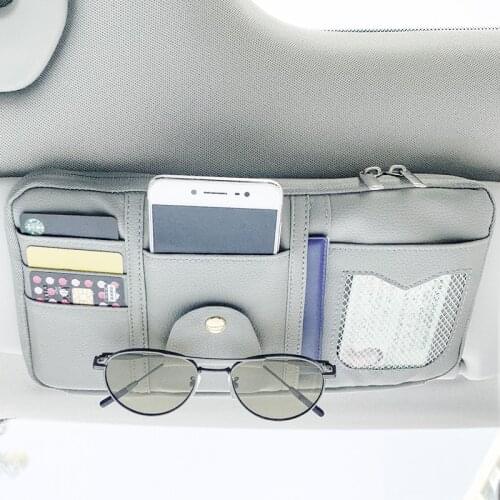 New Car Sun Visor Organizer Storage Holder Car Styling Visor Clip Sunglasses Holder Card Ticket Storage Bag Pouch Car Organizer
