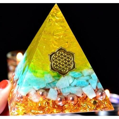 Orgonite Energy Aogan Rune Bring Lucky Pyramid Gathering Fortune Helping Chakra Resin Decorative Craft Jewelry Wicca