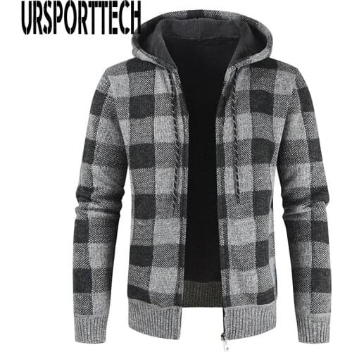 Autumn New Zipper Cardigan Sweater Mens Clothing Cashmere Casual Wool Slim Fit Fleece Jacket Men Hooded Knitwear Sweater Coat