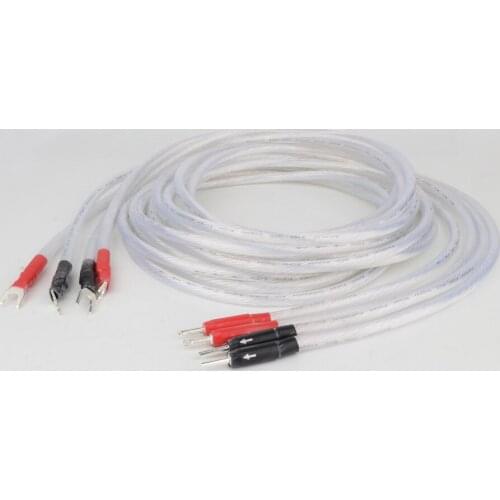 Pair 5N OCC crystal Copper Silver Plated Hi-end louldspeak cable Hifi Speaker Cable with banana to banana plug Cable hifi