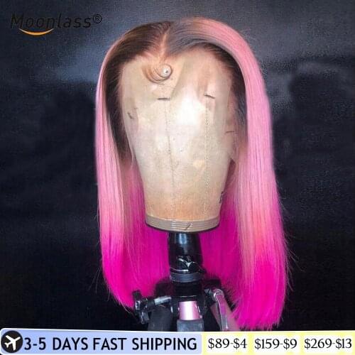 Pink Short Bob Wig Preplucked 613 Lace Frontal Wig Glueless Brazilian Remy Ombre Human Hair Wig Transparent Lace Wigs For Women