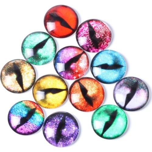 50Pcs 10mm Imitation Animal Eyes Gem Crystal Glass Patches DIY Craft Supplies Bracelets Rings Key Chains Toys Ornament Materials