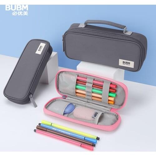 BUBM Pencil Bag Large Capacity Pencil Case Handheld Pencil Pouch Pen Bag Students Zipper Stationery Bag School Office Supplies