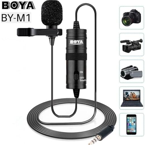 BOYA BY-M1 3.5mm Audio Video Record Lavalier Lapel Microphone Clip On Business Meeting Microphones For Cell Phone Camera