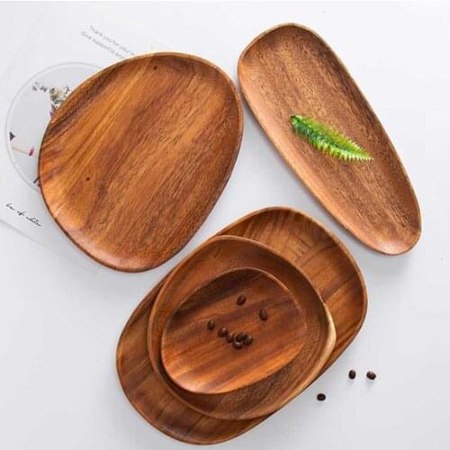 Trays Food Plates Decor Kitchen Dishes Whole Wood Fruit Dish Snacks Decoration Dessert Tableware Irregular Solid Wooden Saucer