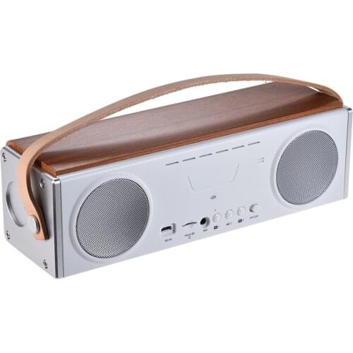 Portable Super Bass Wooden Speaker Wireless Bluetooth 4.1 Speakers With Microphone Support TF Card AUX-in with Carrying Handle