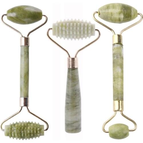 1Pc 3 Styles Facial Massage Roller Double/Single Heads Jade Stone Massager Eye Face Neck Thin Lift Relax Slimming Tools
