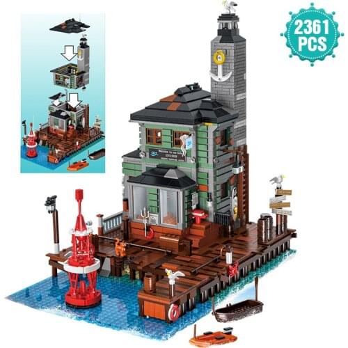 New Ideas Captain Wharf Architecture Building Blocks Fisherman Dive Shop Bricks Toys Birthday Gift For Adult