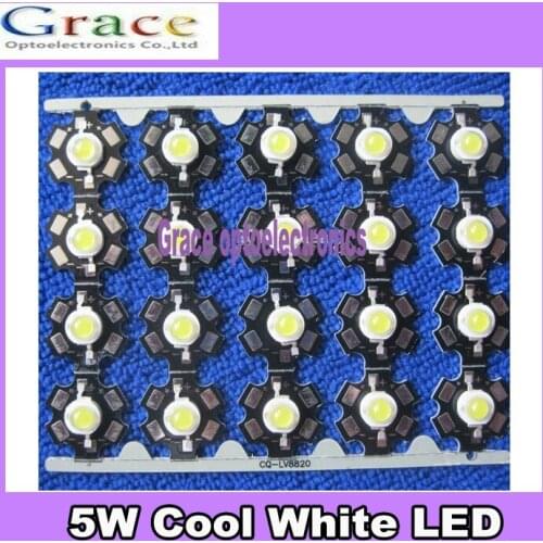 50PCS 5W High Power led Cool White 4pin LED Light Emitter diodes 6000-6500K with 20mm star PCB