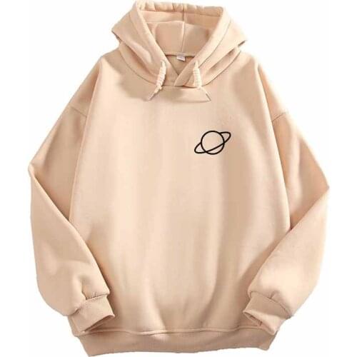 Planet Print Hooded Sweatshirt Harajuku Aesthetic Long Hoodies Women Streetwear Women Autumn Casual Pullover Sweatshirt Men