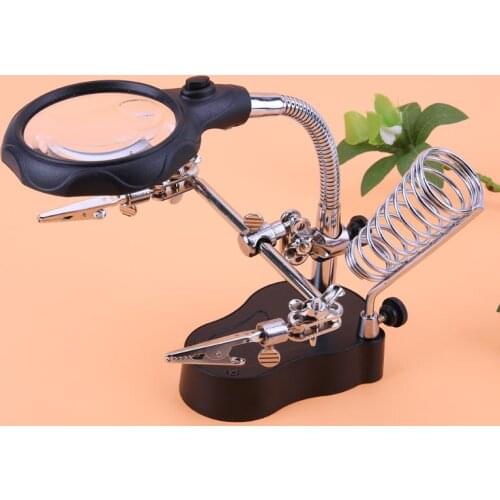 Welding Magnifying Glass with LED Light 3.5X-12X lens Auxiliary Clip Loupe Desktop Magnifier Third Hand Soldering Repair Tool
