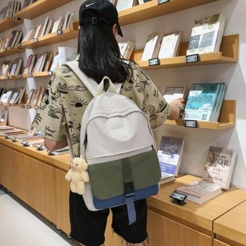 Fmale Backpack Contrast Color Waterproof Nylon School Bag for Teenage Girls Student Book Bag Fashion High Quality Women Backpack