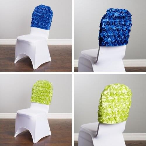 High Quality Satin Rosette Chair Cap Hood Fit For Lycra Spandex Chair Cover Event Party Hotel Decoration