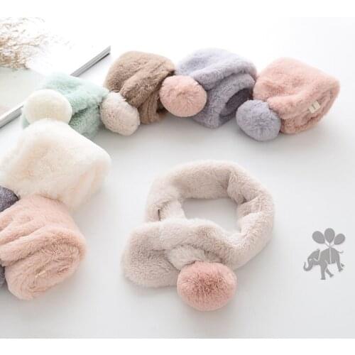 Winter Children Ring Scarf Boy Girls Pompom Scarves Baby Imitation Rabbit Fur Collar Scarf Cute Ball Comfortable Neck Warmers