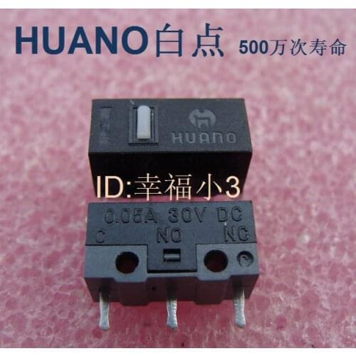 10pcs/lot 100% Original HUANO Mouse Micro Switch Mouse Button Life 5000000 Silver Dot
