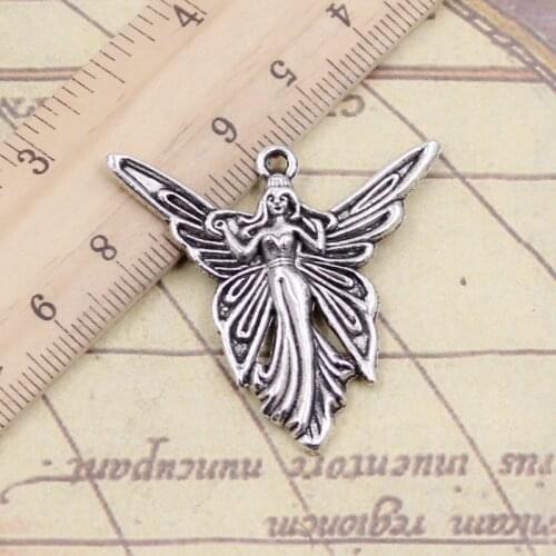 10pcs Charms Butterfly Angel 38x37mm Tibetan Bronze Silver Color Pendants Antique Jewelry Making DIY Handmade Craft