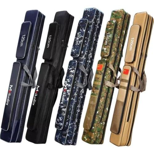 125CM Fishing Rod Storage Bag Oxford Cloth Multifunctional 2 Layer Large Capacity